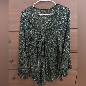 NWOT SHEIN Forest Green Long Sleeve Romper